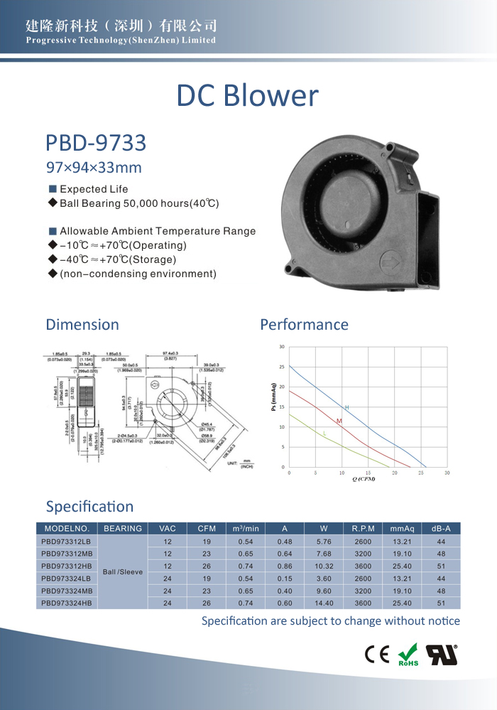 建隆PBD-9733直流鼓風(fēng)機